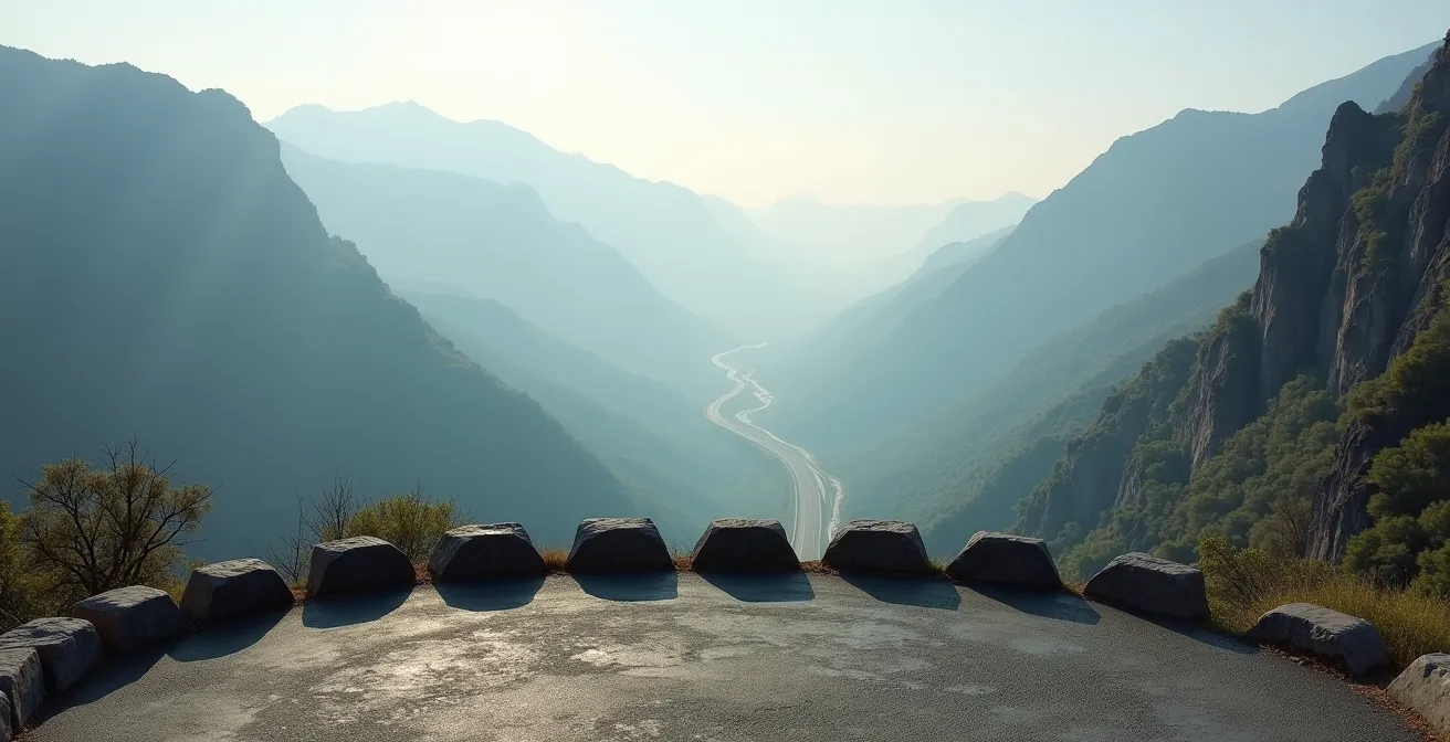 Aire de stationnement aménagée avec vue panoramique sur les gorges de Cilaos