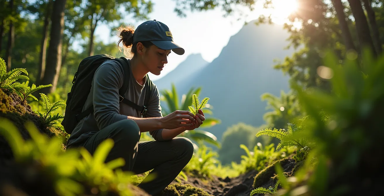 Équipe scientifique effectuant un relevé de biodiversité dans le Parc National de La Réunion